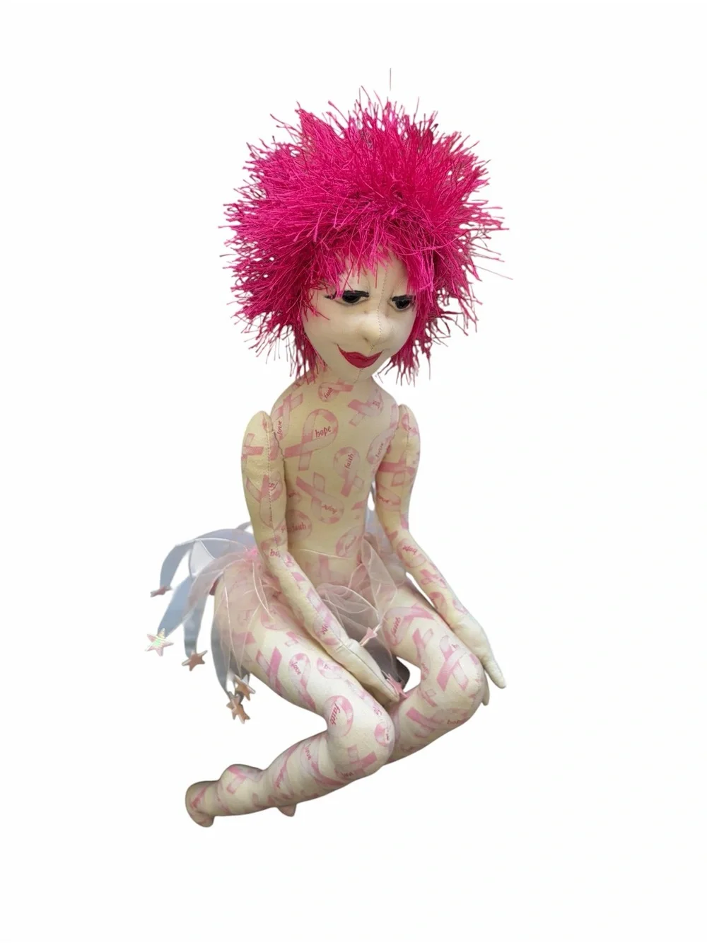 Pink-Haired Plush Doll Kids Toy - Soft Fabric Fairy Doll